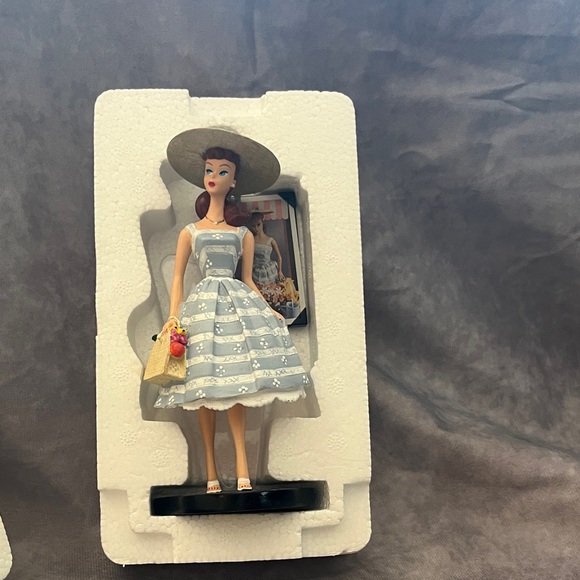 Enesco Barbie Suburban Shopper Figurine with Blue and White Striped Dress - Picture 6 of 8